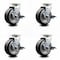 Service Caster 5 Inch Rubber on Aluminum Swivel Caster Set with Roller Bearings and Brakes SCC-20S520-RAR-TLB-4 - alternate 1